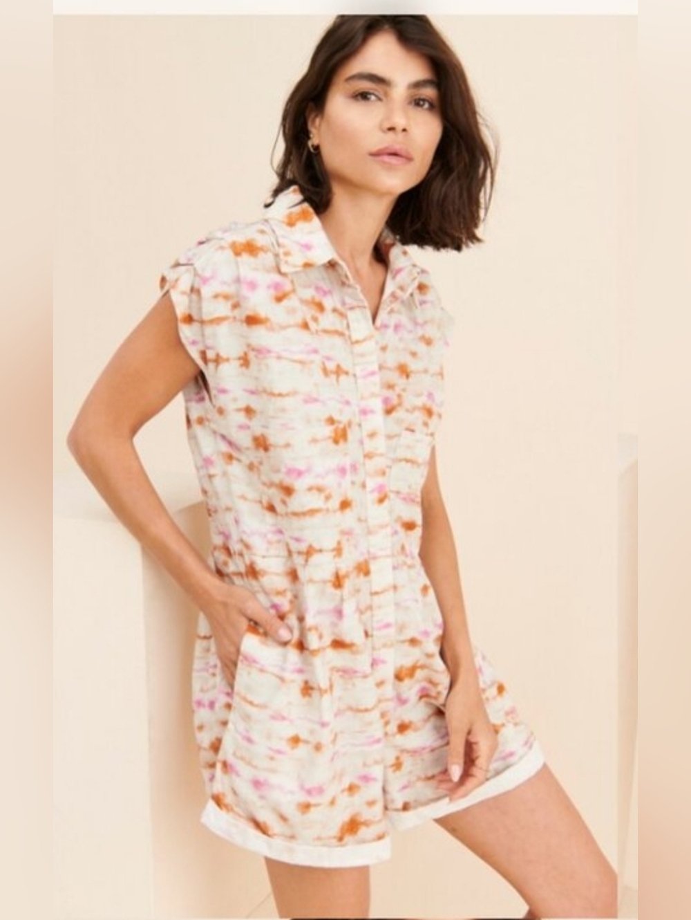 Blank NYC Linen Cotton Romper Size XXL Rooftop Party Pink New With Tags